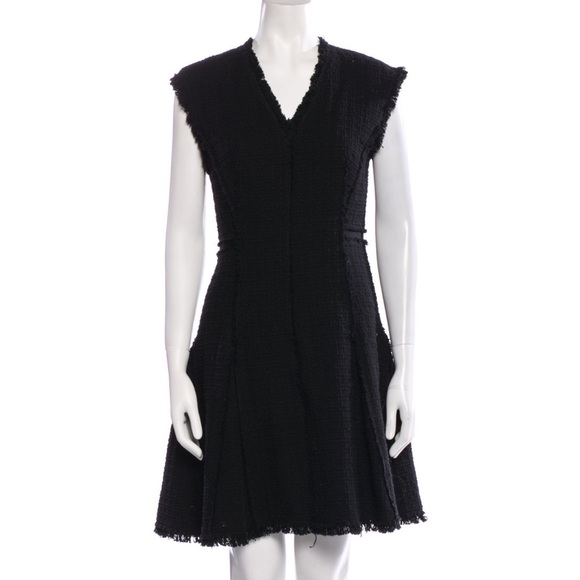 Rebecca Taylor Tweed V-Neck Dress Black Size 2 - Picture 1 of 6